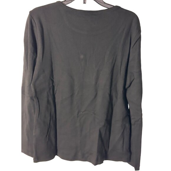 Karen Scott PMed Black Long Sleeve Top With Festive Dachshund Christmas Design - Picture 3 of 10